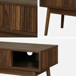 115cm TV unit grooved wood detail 2 doors