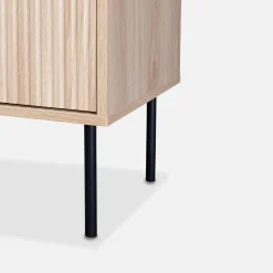 120cm TV unit grooved wooden effect 2 doors