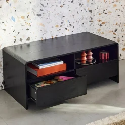 110cm TV unit rounded wood effect 2 drawers