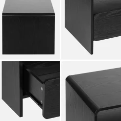 110cm TV unit rounded wood effect 2 drawers