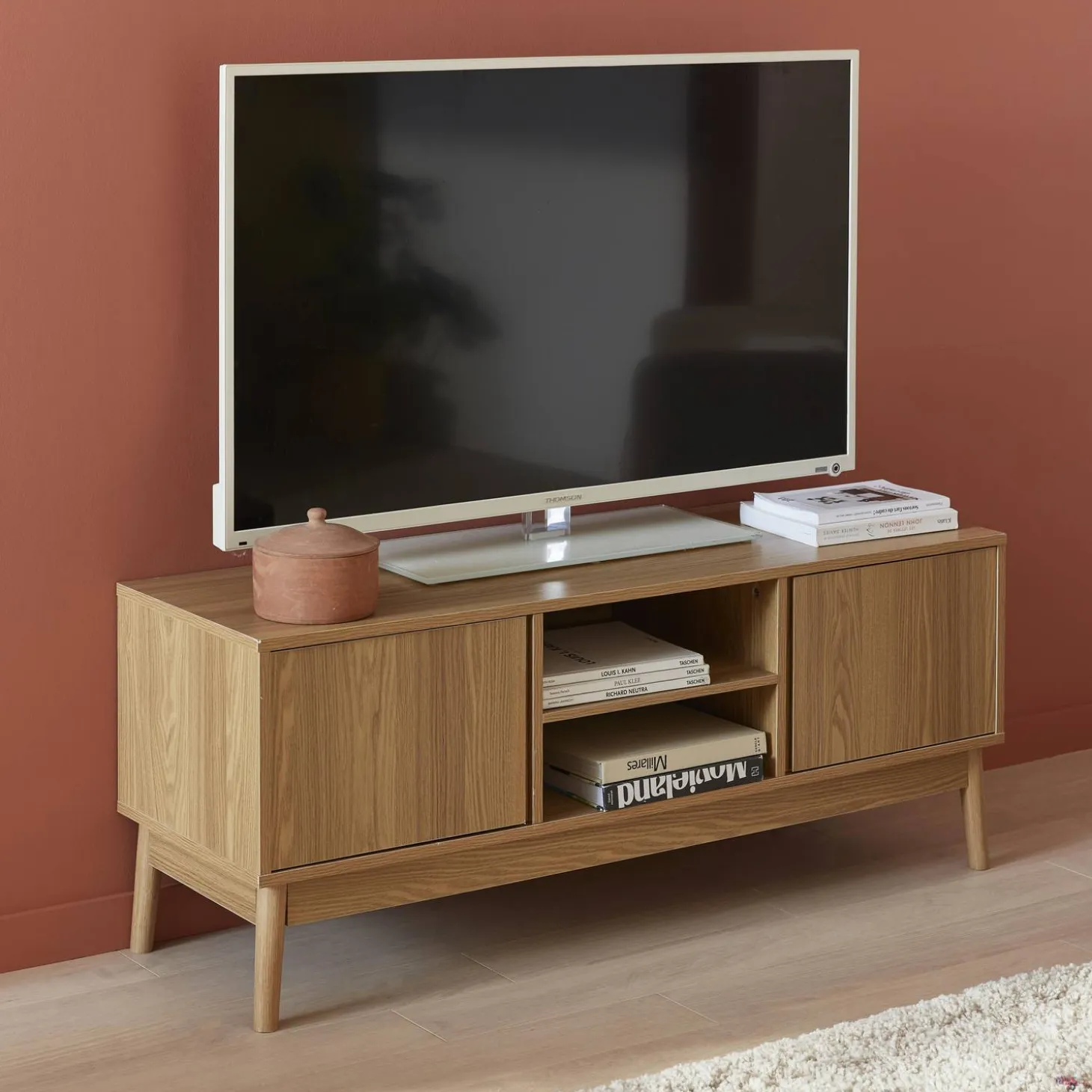 120cm TV unit wooden effect 2 doors