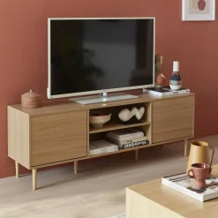 160cm TV unit wooden effect 2 doors