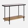 110cm vintage console with black metal and wood effcet