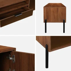 151.5cm vintage TV unit walnut wooden effect 2 doors 1 drawer