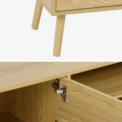 160cm vintage TV unit wooden effect 2 doors