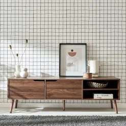 160cm vintage TV unit wooden effect 2 doors