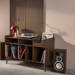 130cm vintage vinyl furniture XL with dark wood effect