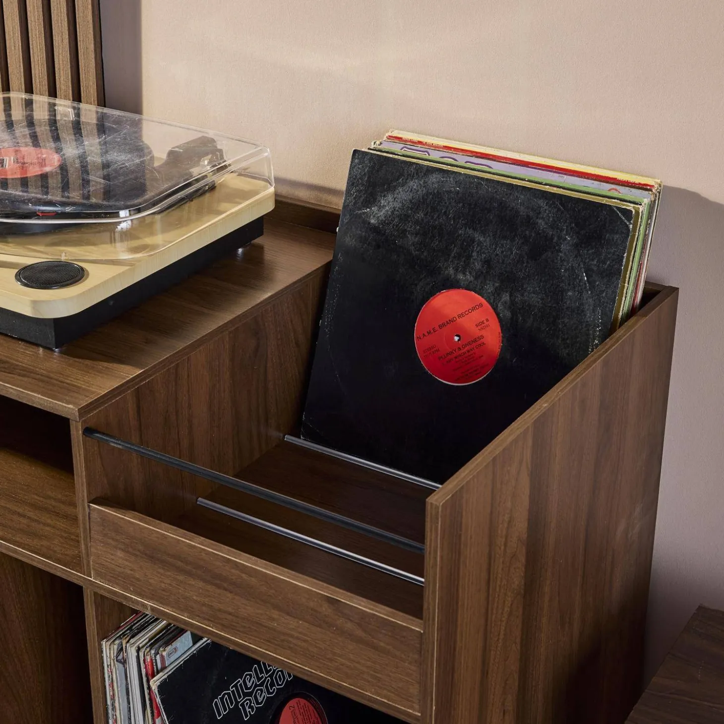 100cm vintage vinyl record cabinet with dividers