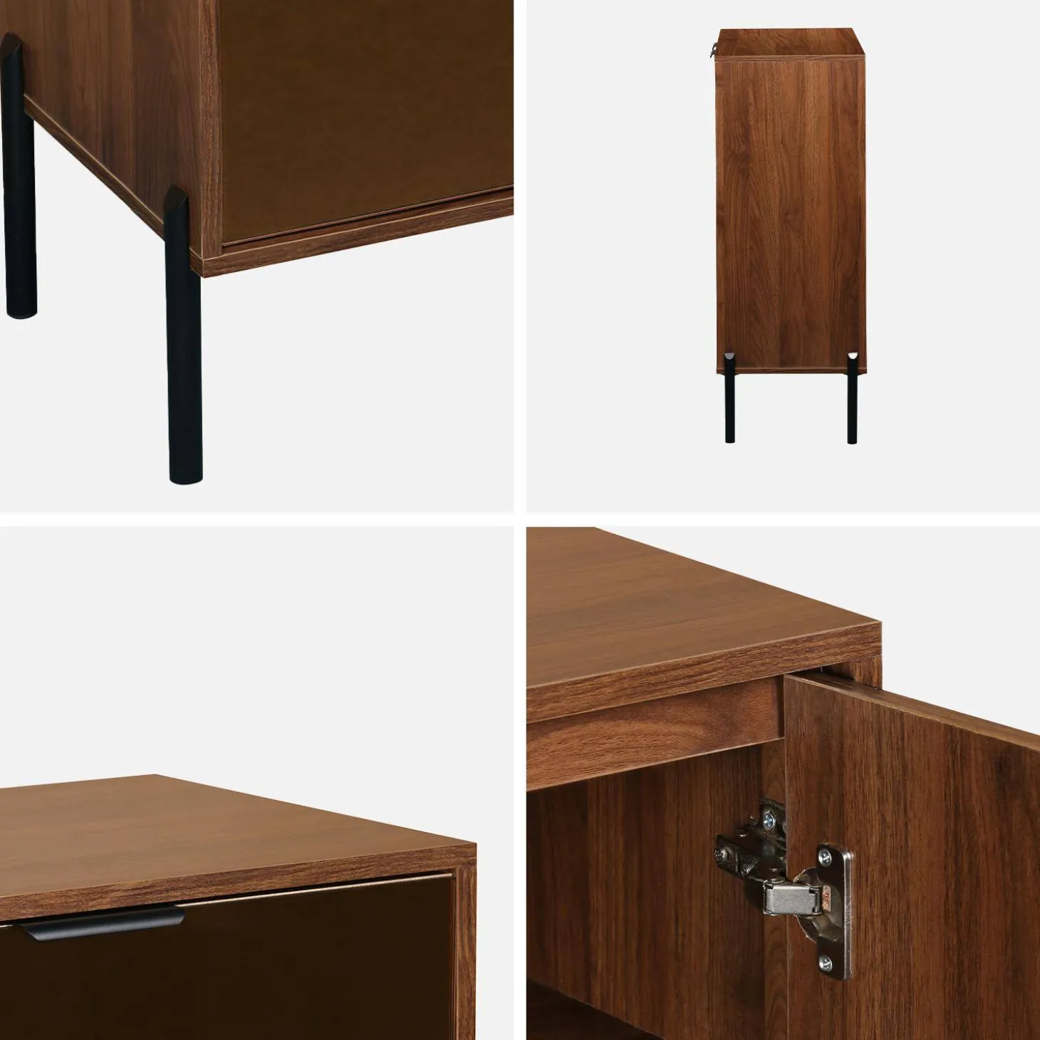 83cm vintage walnut wooden effect sideboard