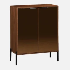 83cm vintage walnut wooden effect sideboard