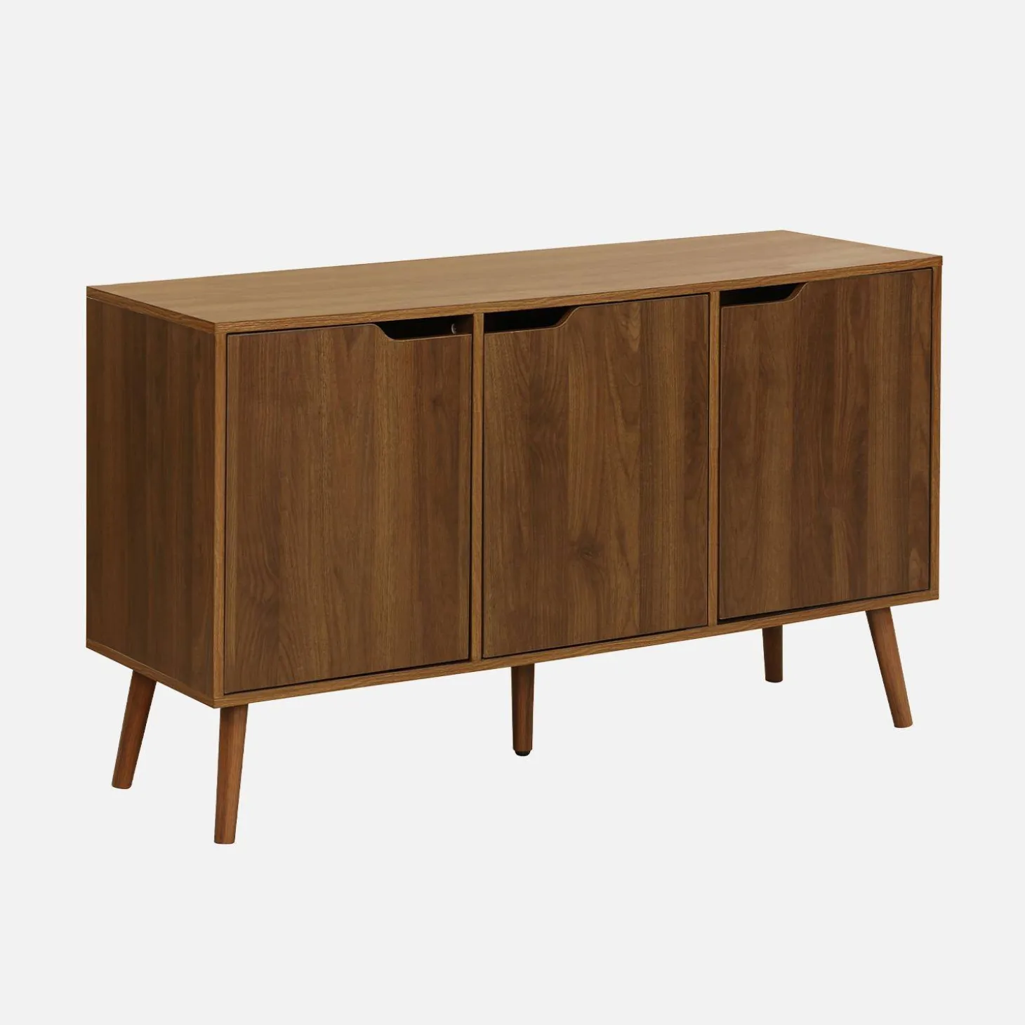 120cm walnut-effect sideboard with 3 doors and 3 shelves