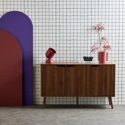 120cm walnut-effect sideboard with 3 doors and 3 shelves