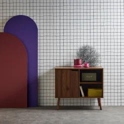 80cm walnut-effect sideboard with 2 shelves