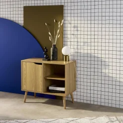80cm walnut-effect sideboard with 2 shelves