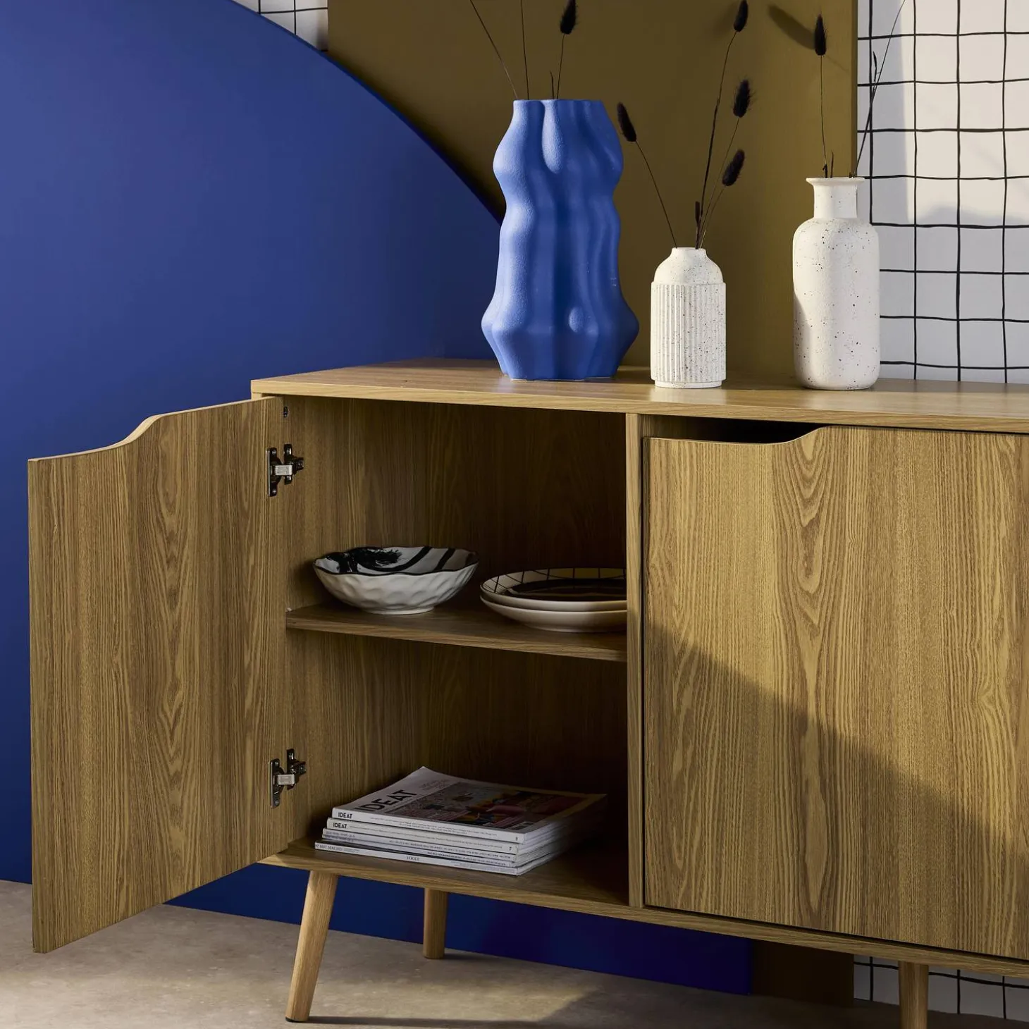 160cm walnut wood-effect sideboard