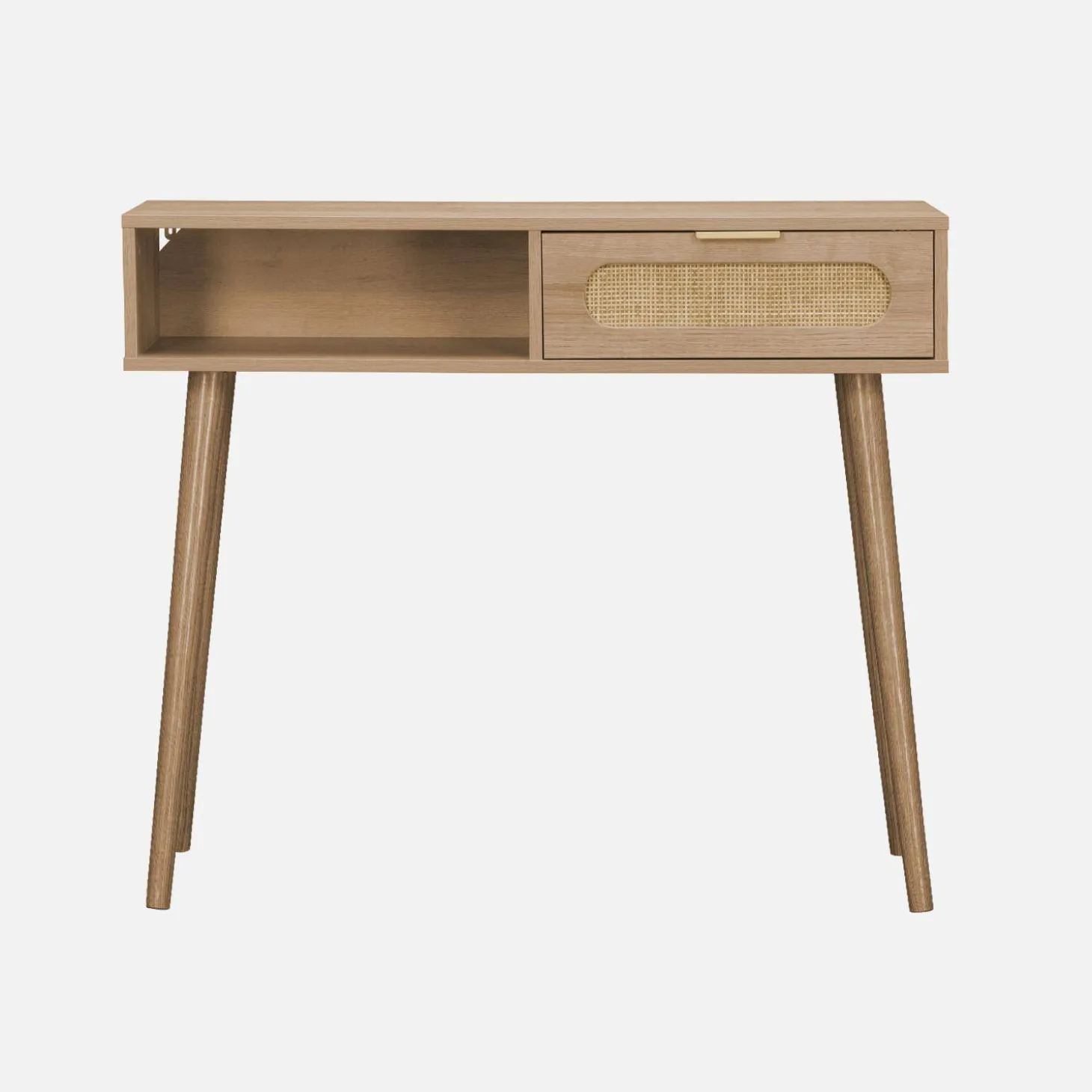 100cm wood and cane rattan console table