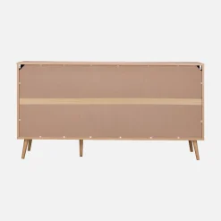 150cm wood and rounded cane rattan sideboard