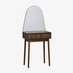 60cm wooden effect dresser with a rounded mirror and 1 drawer