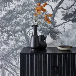 83.5cm wooden-effect sideboard with black grooves