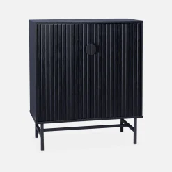 83.5cm wooden-effect sideboard with black grooves