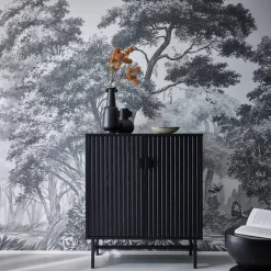83.5cm wooden-effect sideboard with black grooves