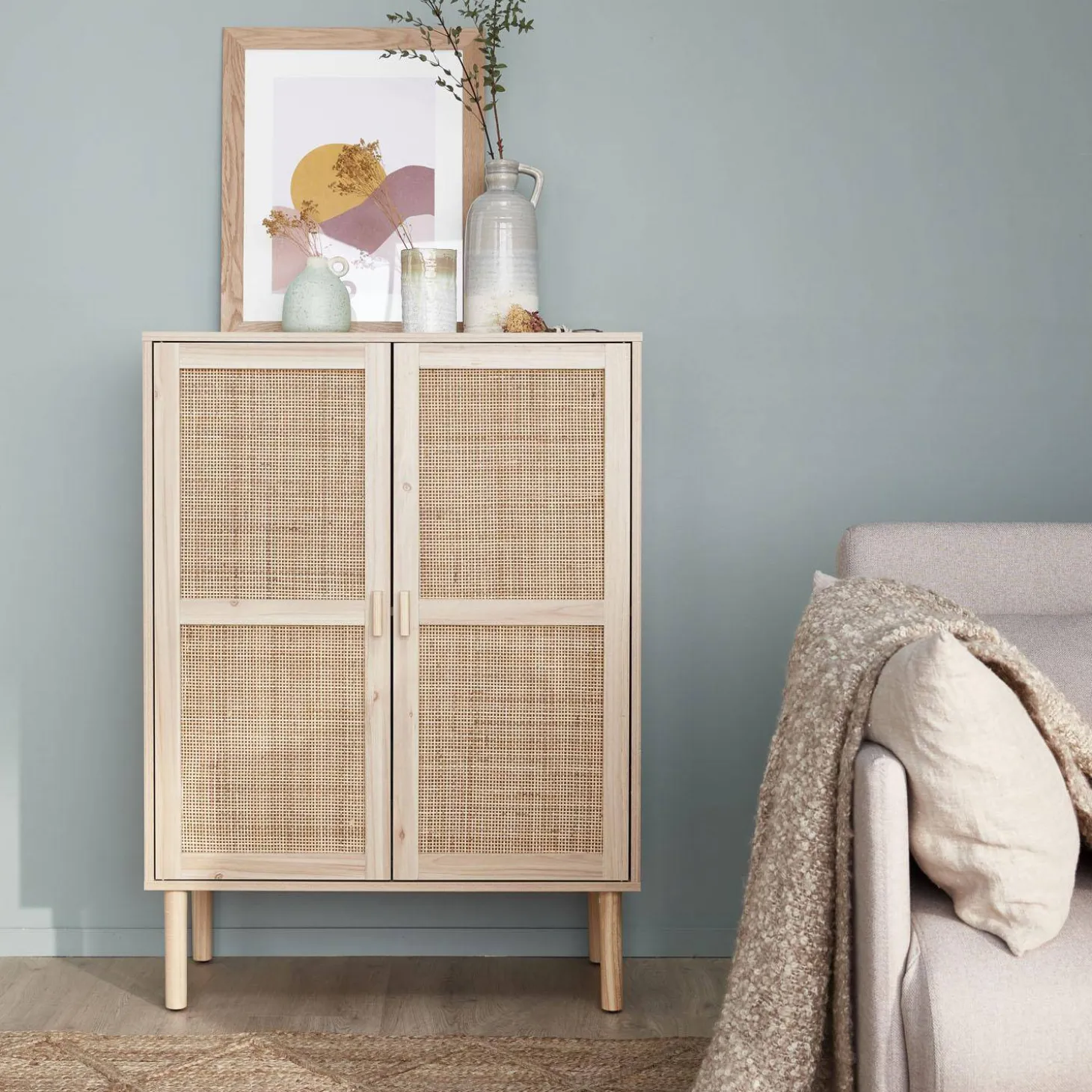80cm woven rattan storage cabinet