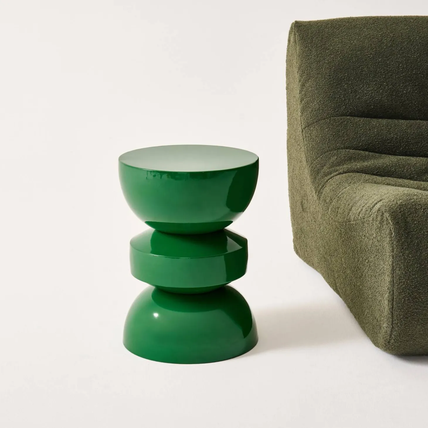 Coffee table, side table, bedside table, metal with glossy finish