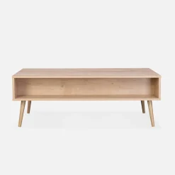 Coffee table with wood and cane effect
