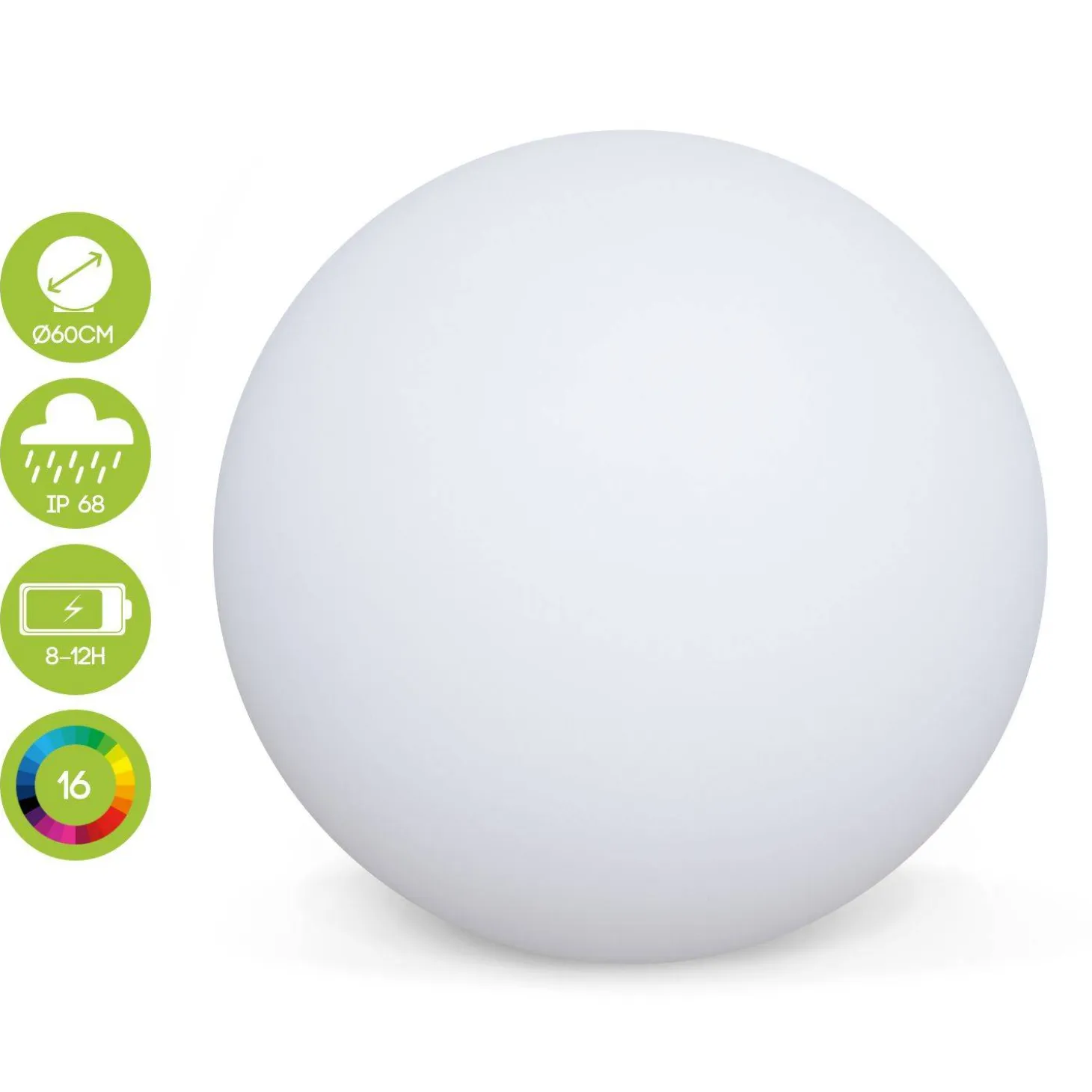 16 colours Wireless Outdoor LED Ball Light - 60cm