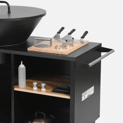 Cooking brazier Ø80cm with cooking grill, storage space, lid and utensils