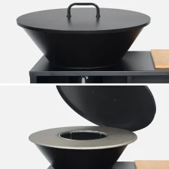Cooking brazier Ø80cm with cooking grill, storage space and lid