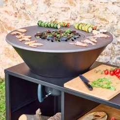 Cooking brazier Ø80cm with cooking grill, storage space and lid
