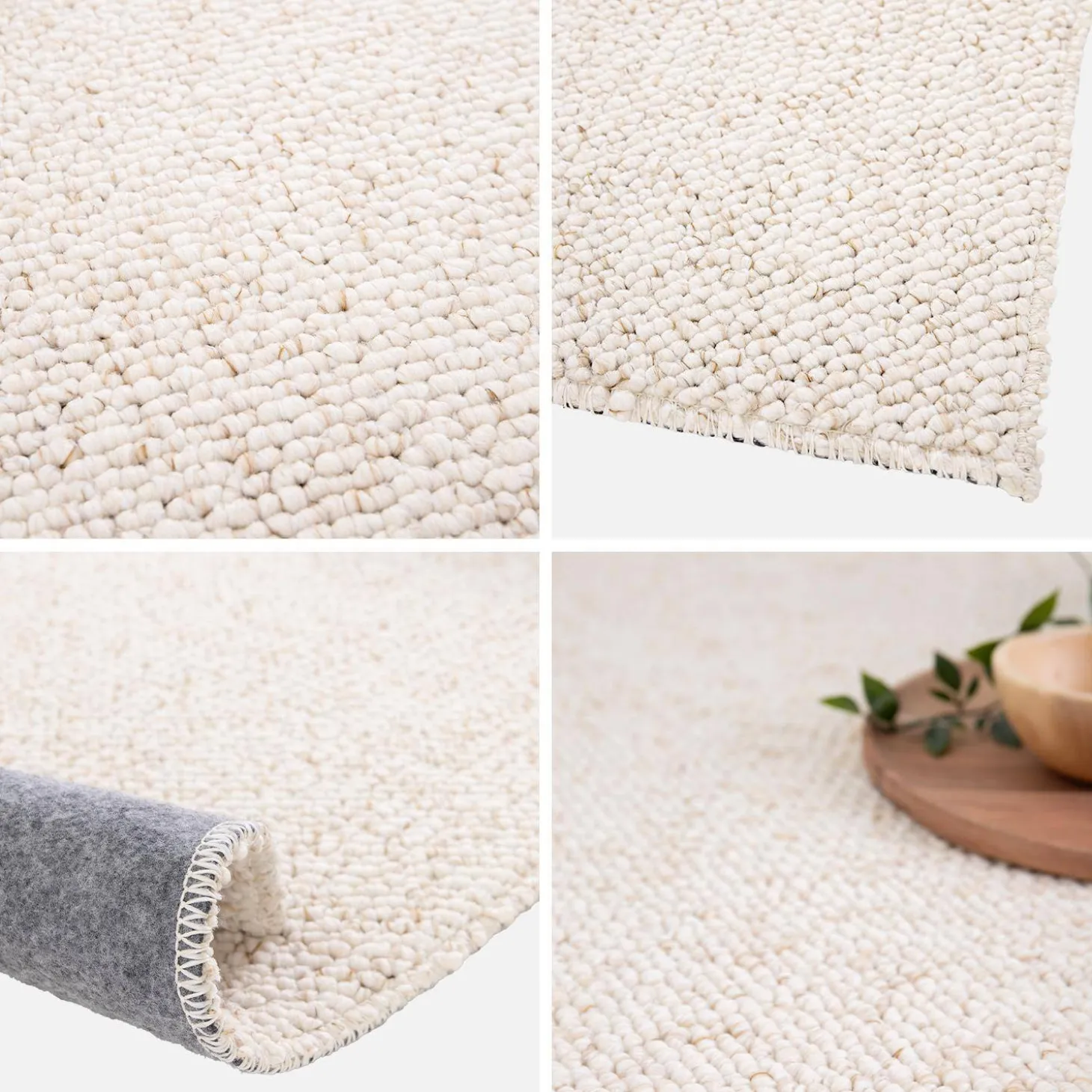 Cream mottled effect loop pile interior rug