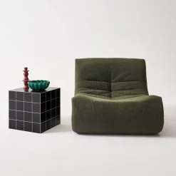 Cubic coffee table, side table with cement tile effect, 40x40x40 cm