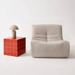 Cubic coffee table, side table with cement tile effect, 40x40x40 cm
