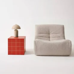 Cubic coffee table, side table with cement tile effect, 40x40x40 cm