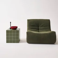 Cubic coffee table, side table with cement tile effect, 40x40x40 cm