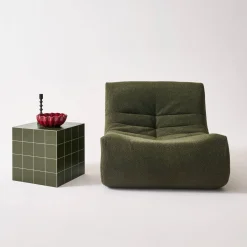 Cubic coffee table, side table with cement tile effect, 40x40x40 cm
