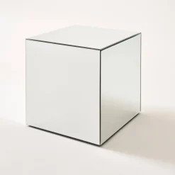 Cubic mirror coffee table, side table, bedside table, 35 cm cubic mirror