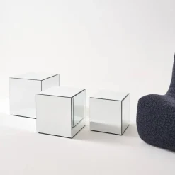 Cubic mirror coffee table, side table, bedside table, 35 cm cubic mirror