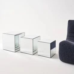 Cubic mirror coffee table, side table, bedside table, 35 cm cubic mirror