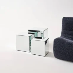 Cubic mirror coffee table, side table, bedside table, 30 cm cubic mirror