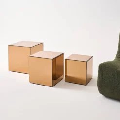Cubic mirror coffee table, side table, bedside table, 30 cm cubic mirror