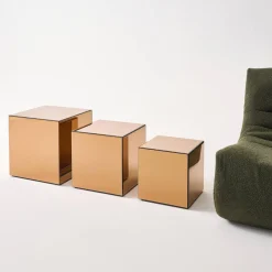 Cubic mirror coffee table, side table, bedside table, 35 cm cubic mirror