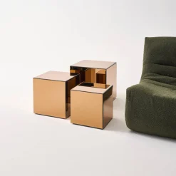 Cubic mirror coffee table, side table, bedside table, 35 cm cubic mirror