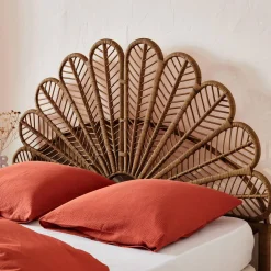 Dark rattan headboard