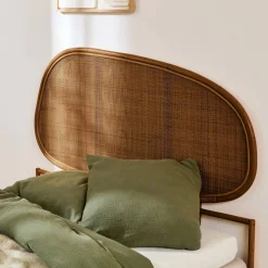 Dark rattan headboard