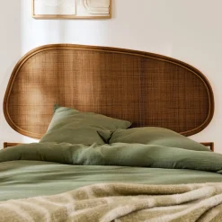 Dark rattan headboard