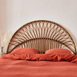 Dark rattan headboard