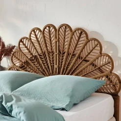 Dark rattan headboard